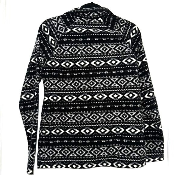 Eddie Bauer Womens M Black & White Aztec Fleece Pullover - Picture 5 of 6